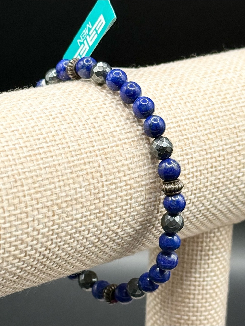 EFFY Sterling Silver Men's Lapiz Lazuli & Hematite Bead Stretch Bracelet